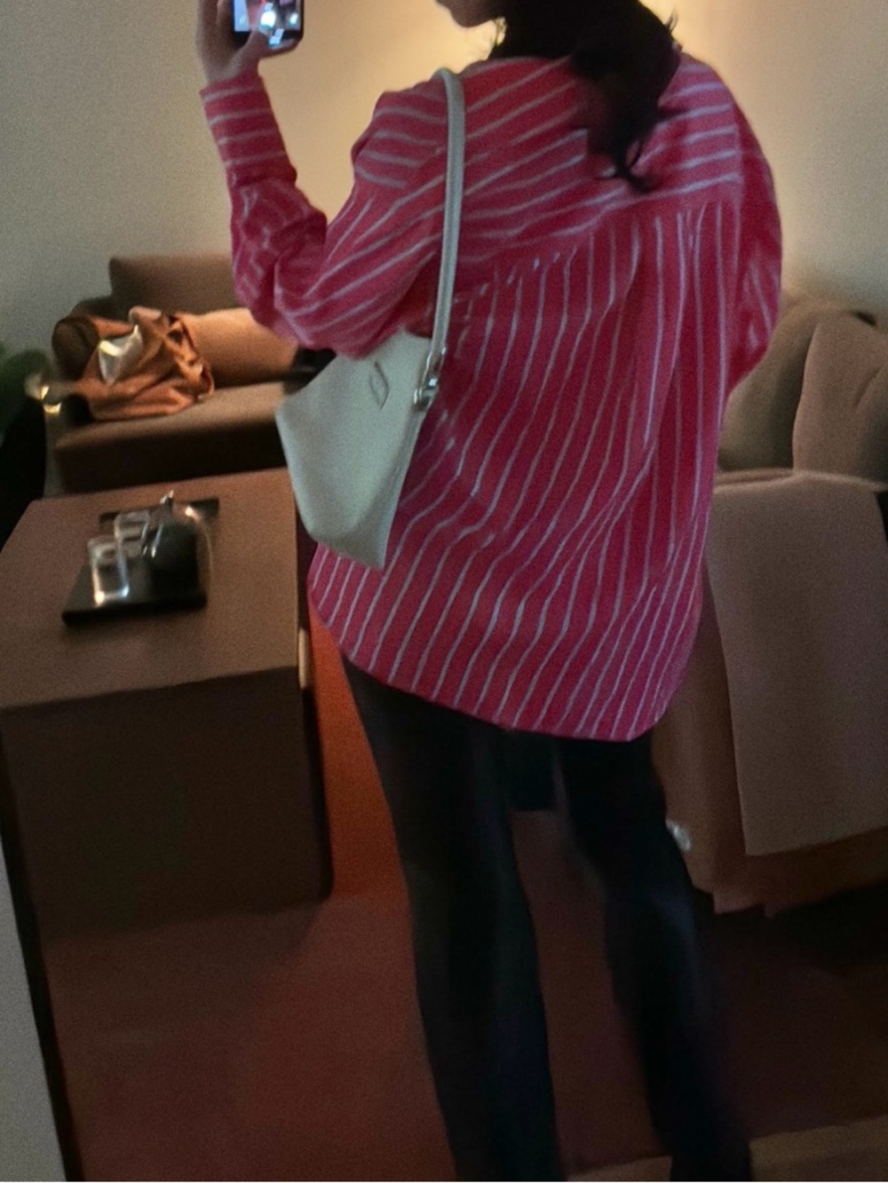 Zara Hot Pink & White Striped Button-Down Shirt - Picture 3 of 3
